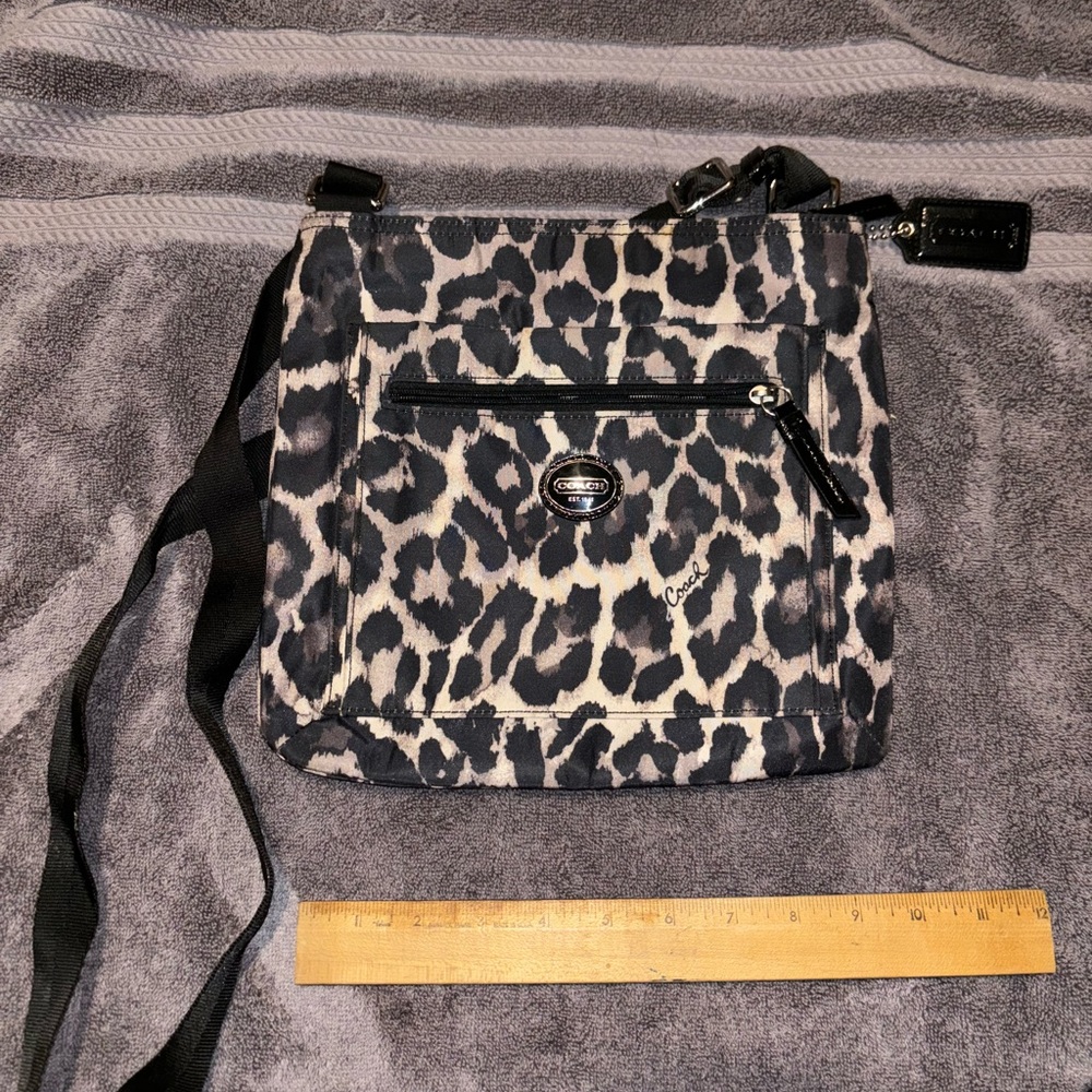 Coach Crossbody Nylon Leopard Print Bag